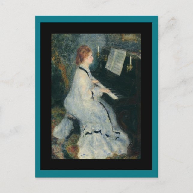 Playing Piano by Candlelight Postcard (Front)