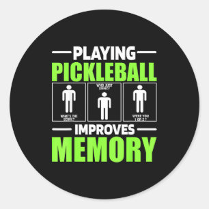 Playing pickleball improves memory dink player classic round sticker