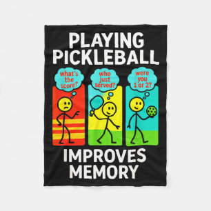 Playing pickleball improves memory - funny player  fleece blanket