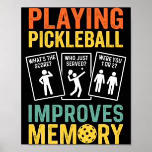 Playing pickleball improves memory funny vintage poster
