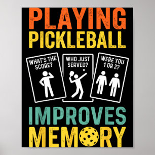 Playing pickleball improves memory funny vintage poster