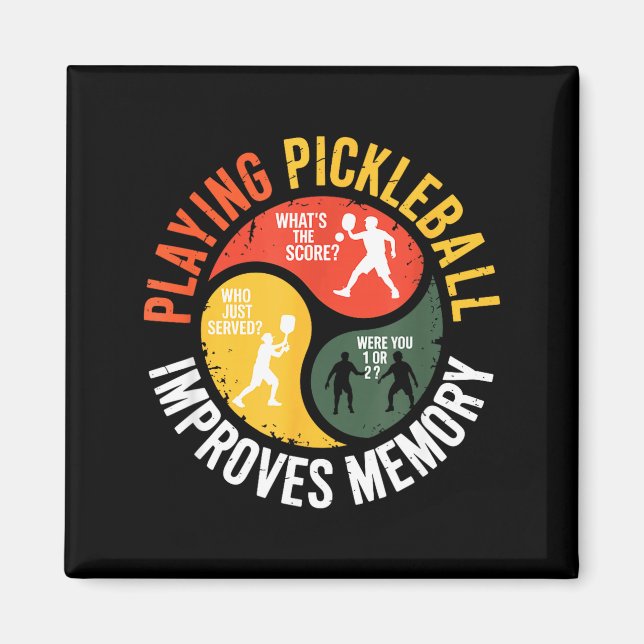 Playing pickleball player memory humour retro padd magnet (Front)