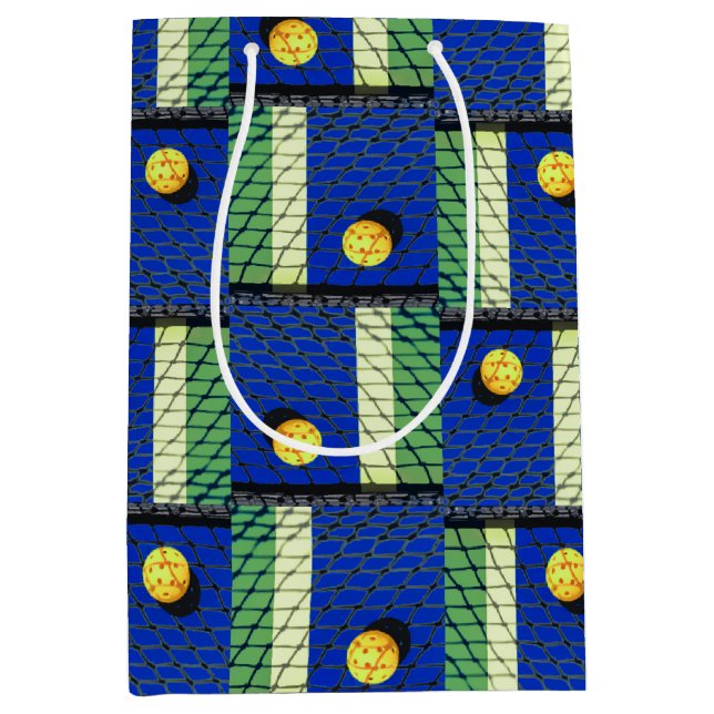 Playing Pickleball 'Til the Streetlights Come Blue Medium Gift Bag (Front)