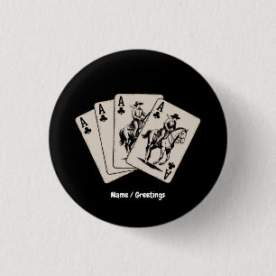 Playing Poker-Card Western Country Girl Trendy 1 Inch Round Button