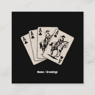 Playing Poker-Card Western Country Girl Trendy Square Business Card