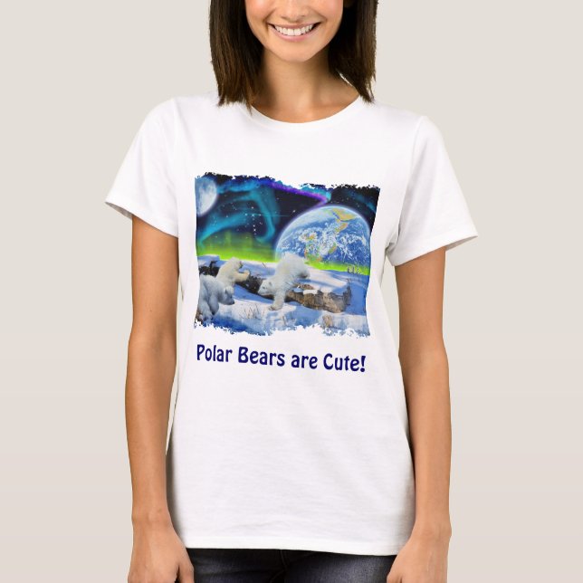 Playing Polar Bear Cubs Cute Wildlife Art Shirt (Front)