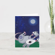 Playing possum starry night folk art card 