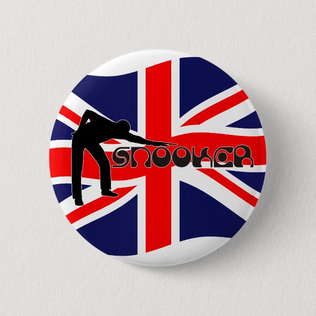 PLAYING SNOOKER modern font & union jack flag 2 Inch Round Button (Front)