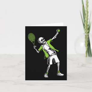 Playing Tennis Halloween Costume Funny Skull Skele Card