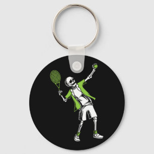 Playing Tennis Halloween Costume Funny Skull Skele Keychain