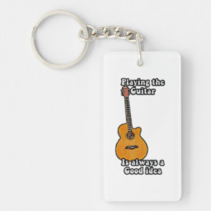 Playing the guitar is always a good idea. retro keychain