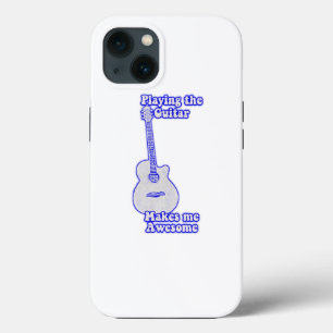 Playing the guitar makes me awesome. vintage blue iPhone 13 case