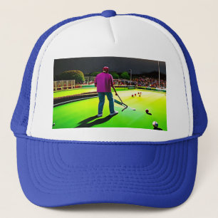 Playing Twilight Lawn Bowls, Truckers Hat