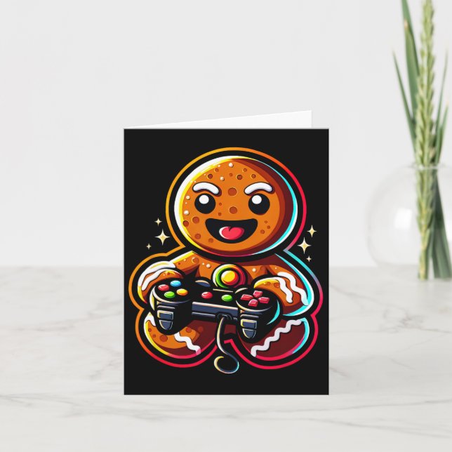 Playing Video Game Controller Gamer Christmas  Card (Front)