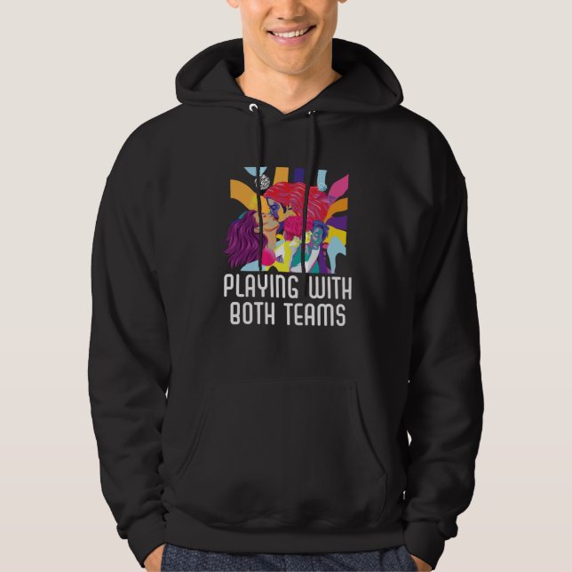 Playing With Both Teams Bisexual Pride Bisexuality Hoodie (Front)