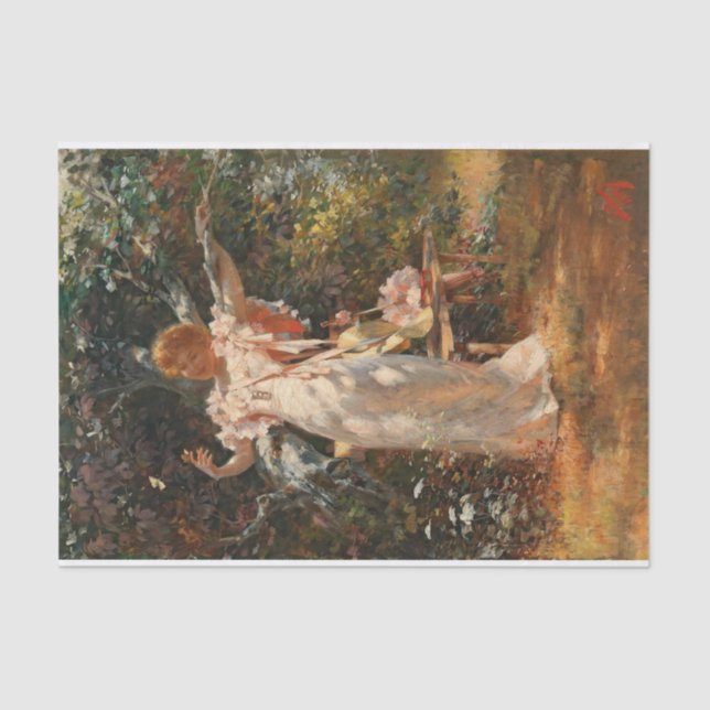 Playing With Butterflies by Alois Hans Schram Tissue Paper (Front)