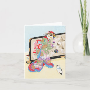 Playing With Cats Ukiyoe Notecard Moussart