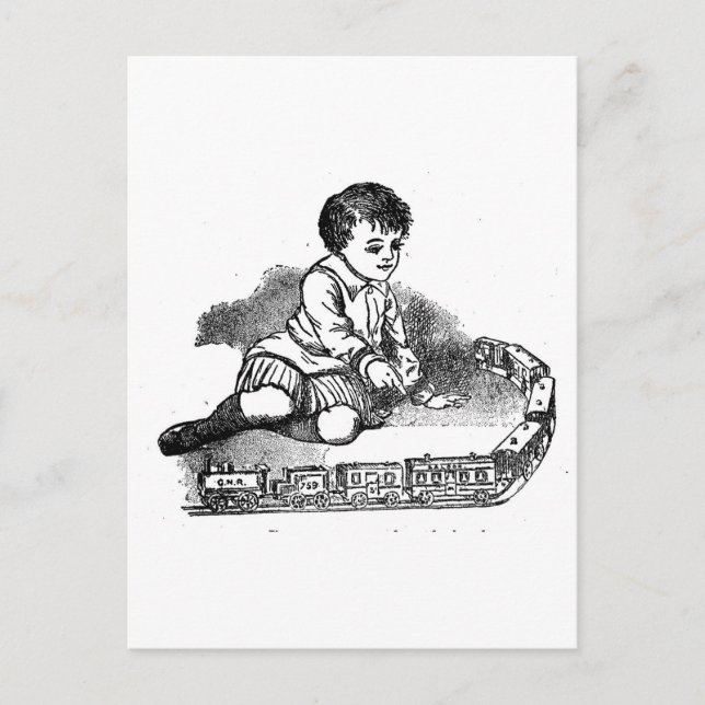 Playing With The Train Postcard (Front)