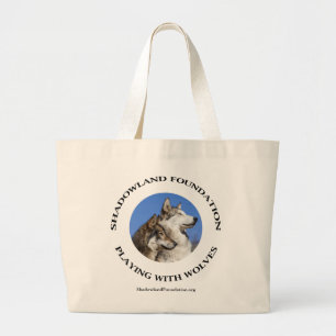 Playing with Wolves Large Tote Bag