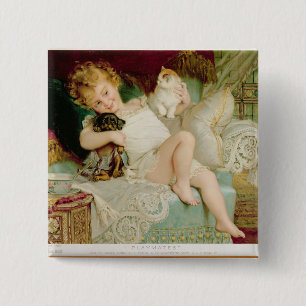 Playmates, from the Pears Annual, 1903 2 Inch Square Button