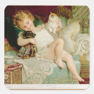 Playmates, from the Pears Annual, 1903 Square Sticker