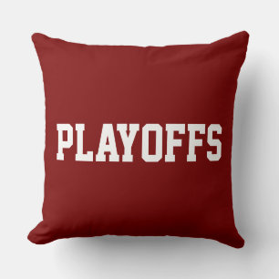 PLAYOFFS 70s White Athletic Text On Bold Red Throw Pillow