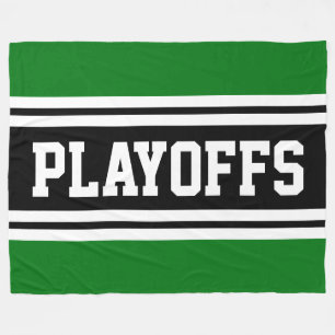 PLAYOFFS Athletic Black White Racing Stripes Fleece Blanket