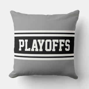 PLAYOFFS Athletic Gray Black White Racing Stripes Throw Pillow