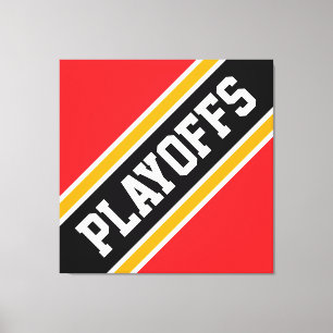 PLAYOFFS Bold Bright Red Black Yellow Stripes Canvas Print