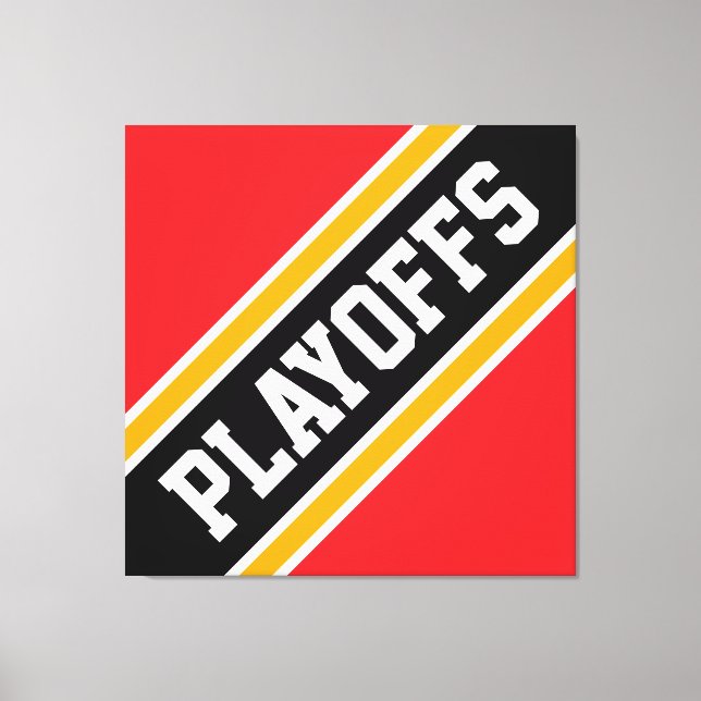 PLAYOFFS Bold Bright Red Black Yellow Stripes Canvas Print (Front)