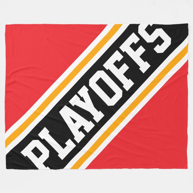 PLAYOFFS Fun Cool Bright Red Black Racing Stripes Fleece Blanket (Front (Horizontal))