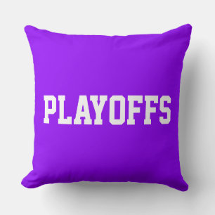 PLAYOFFS Sporty Athletic Text On Bright Purple Throw Pillow