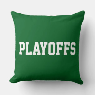 PLAYOFFS Sporty Athletic Text On Deep Forest Green Throw Pillow