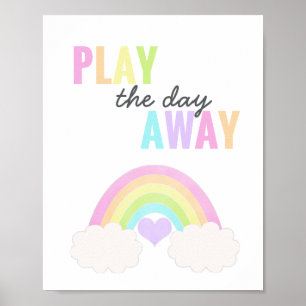 Playroom Play The Day Away Pastel Rainbow Poster