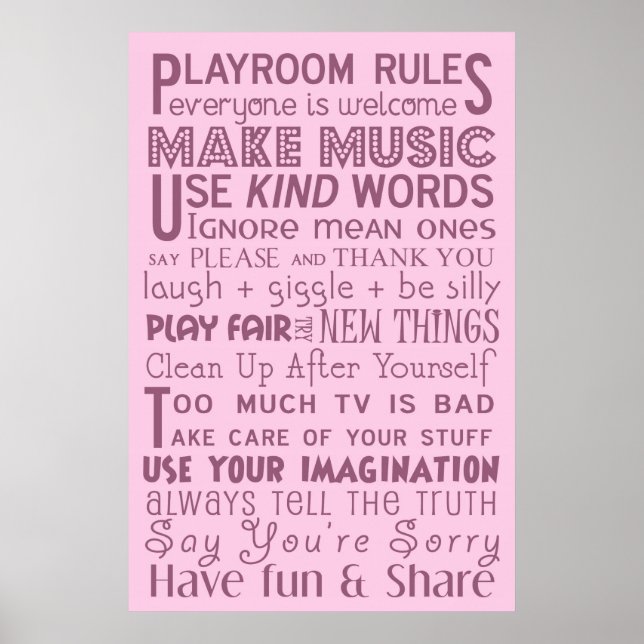 Playroom Rules Poster (Front)