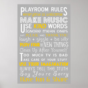 Playroom Rules Poster