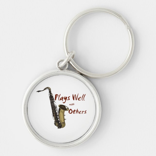Plays Well Saxophone Keychain (Front)