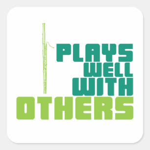 Plays Well with Others - Bassoon Square Sticker