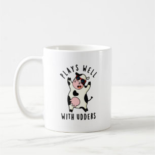 Plays Well With Udders Funny Cow Pun Coffee Mug