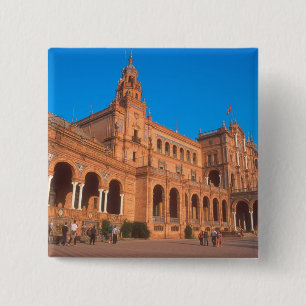 Plaza de Espana in Seville, Spain. 2 Inch Square Button