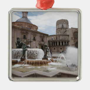 Plaza De La Virgin And Basilica De Virgen Metal Ornament