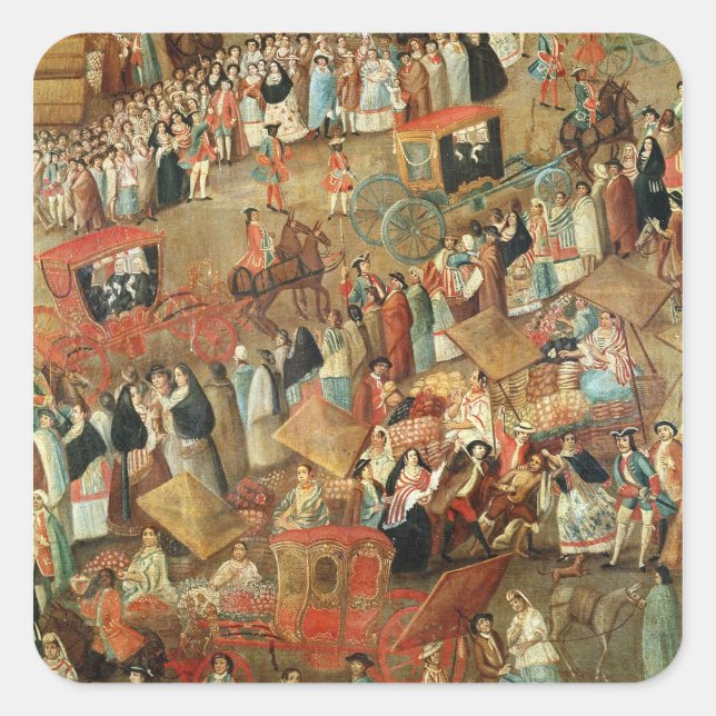 Plaza Mayor in Mexico, detail of carriages Square Sticker (Front)