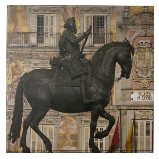 Plaza Mayor with statue of Filipe III, Madrid, Tile (Front)