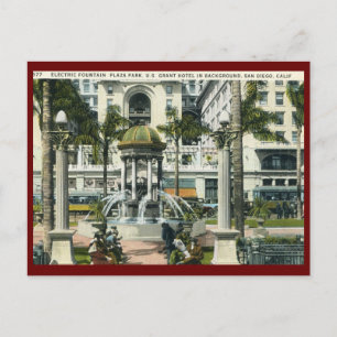 Plaza Park, San Diego Vintage Postcard