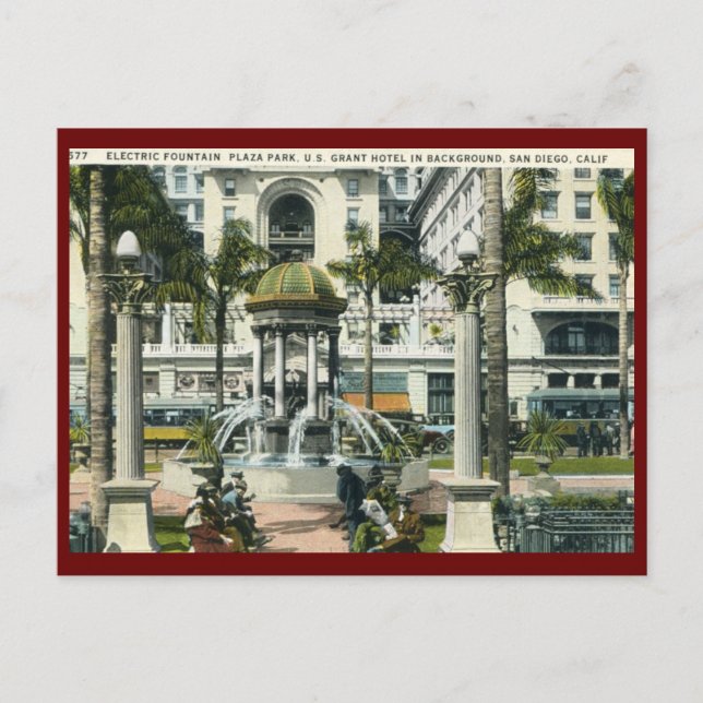 Plaza Park, San Diego Vintage Postcard (Front)