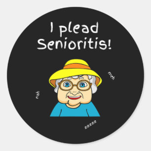 Plead Senioristis. Old Senior Man Woman Aging Alzh Classic Round Sticker