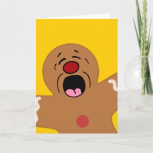 Pleading Gingerbread Man Cookie Holiday Card