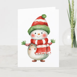 Pleasant Christmas and Holiday Snowman BLANK  Card