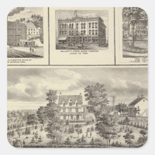 Pleasant Hill Farm bldgs in Decorah Square Sticker