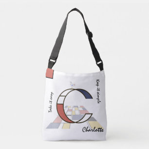 Pleasant Neoplasticism Art Monogram. Letter C Crossbody Bag